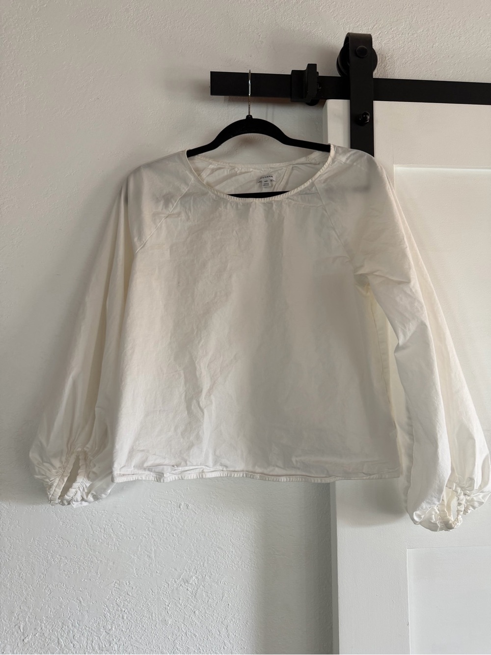 Cuyana Cream Long-Sleeve Peasant Blouse